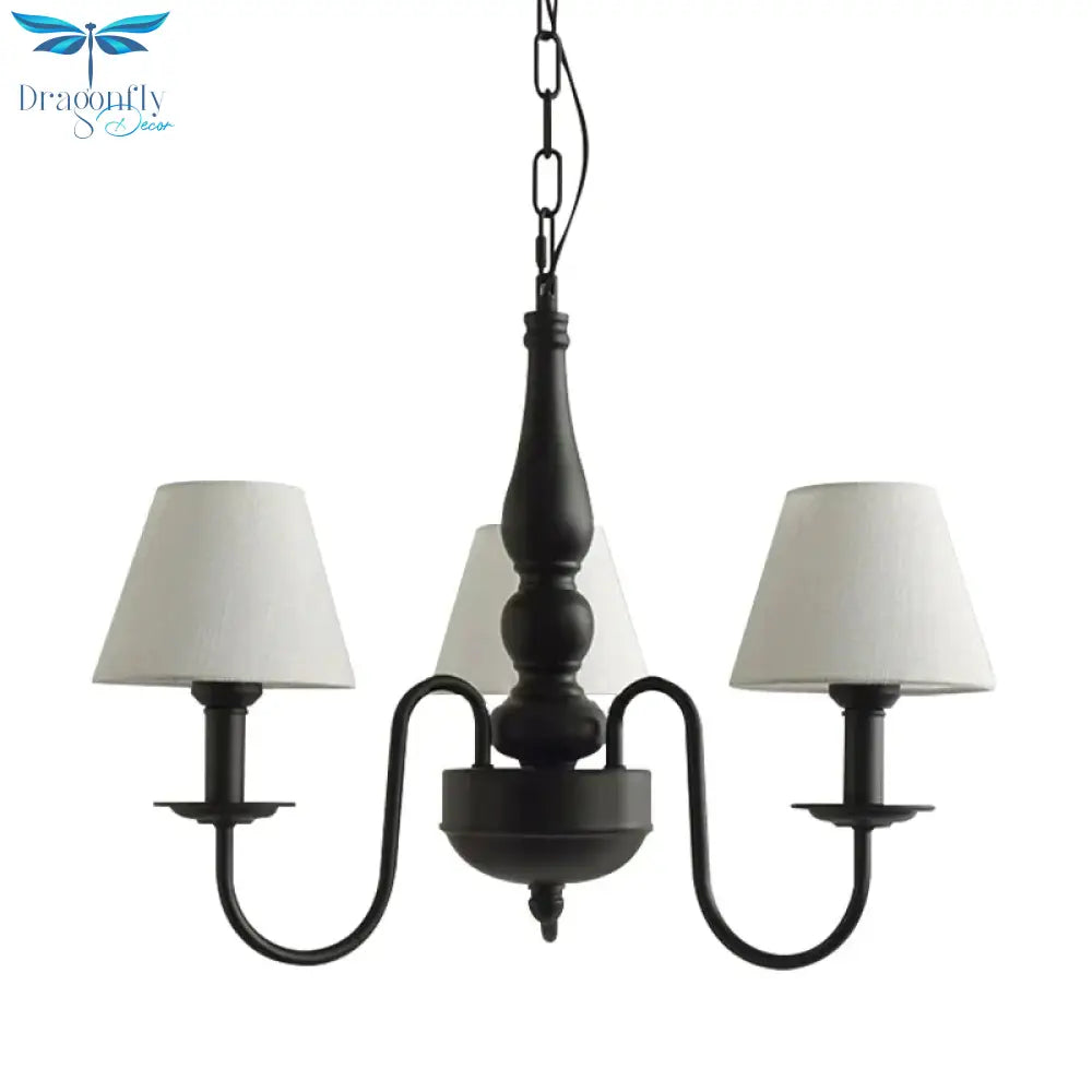 Three Lights Bucket Shade Chandelier Kids Metal Hanging Light For In Black Kindergarten