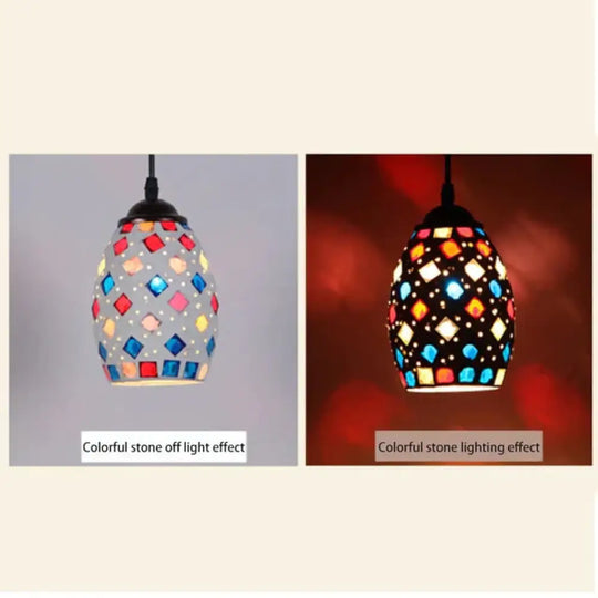 Tiffany Pendent Lamp Handmade Moroccan Mosaic Hanging Light Creative Stained Glass E27 Vintage