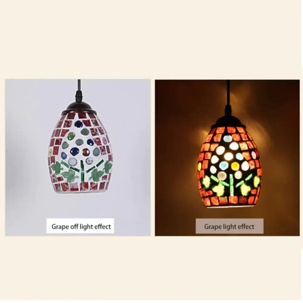Tiffany Pendent Lamp Handmade Moroccan Mosaic Hanging Light Creative Stained Glass E27 Vintage