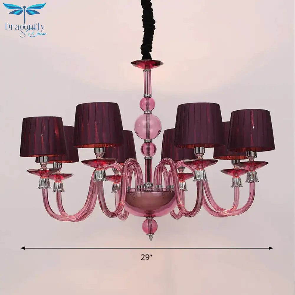 Traditional Starburst Pendant Chandelier 6/8/10 Bulbs Purple Glass Suspension Hanging Lamp With