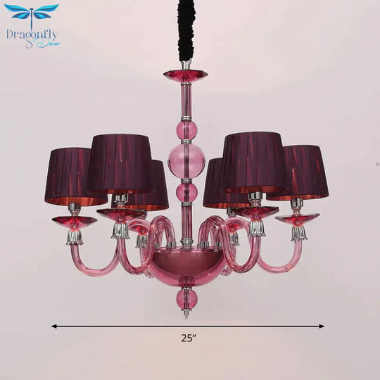 Traditional Starburst Pendant Chandelier 6/8/10 Bulbs Purple Glass Suspension Hanging Lamp With