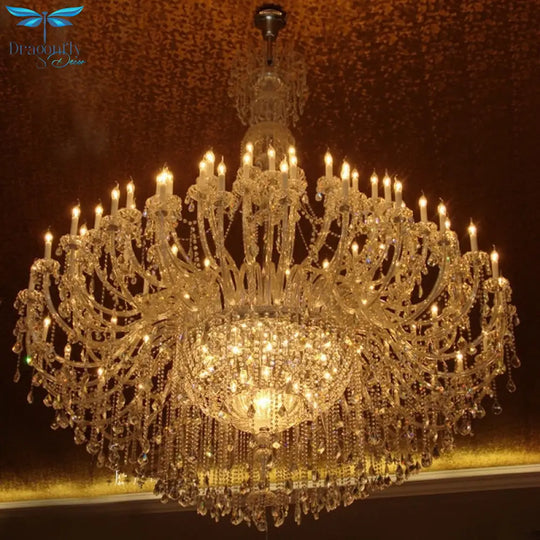 Transparent Large Crystal Chandeliers Engineering Lights Creative Personality Staircase Luminaire