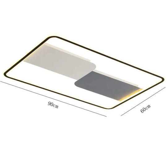 Ultra - Thin Square Ceiling Lamp For Living Room Master Bedroom Black / Rectangle Tri - Color Light