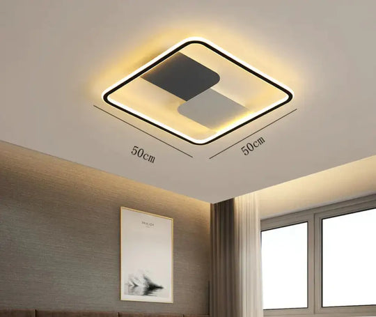 Ultra - Thin Square Ceiling Lamp For Living Room Master Bedroom Black / Tri - Color Light