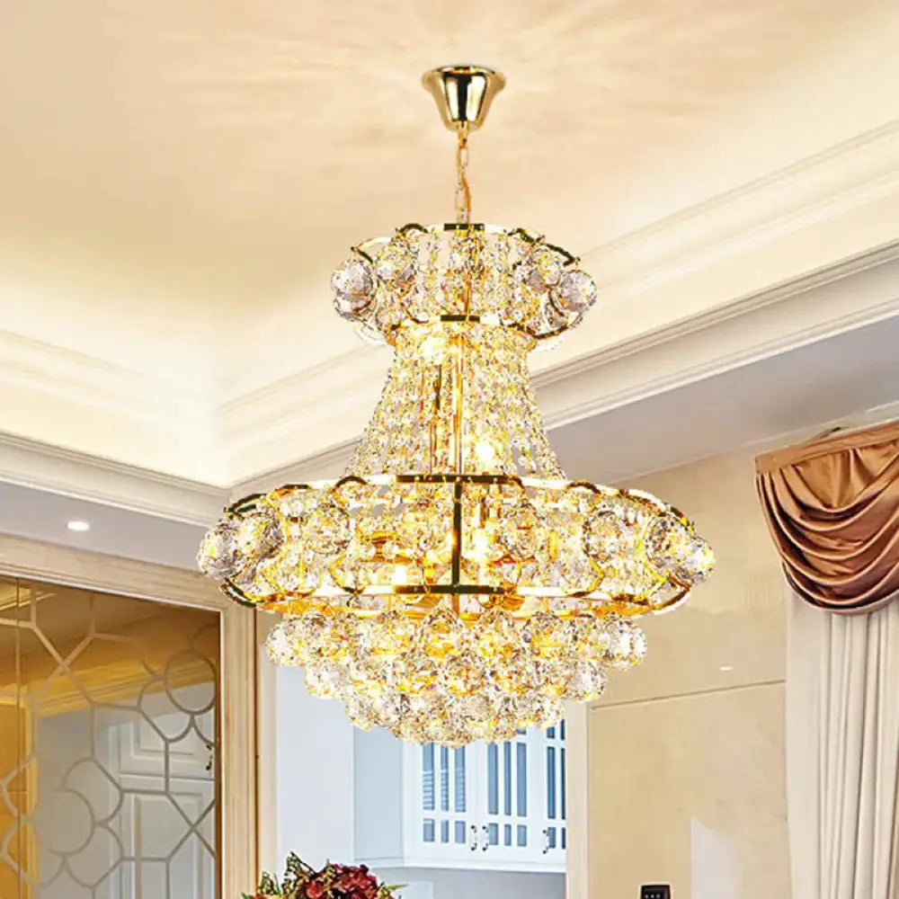 Urn Shaped Crystal Chandelier Baroque 6 - Light Dining Room Ceiling Pendant In Gold