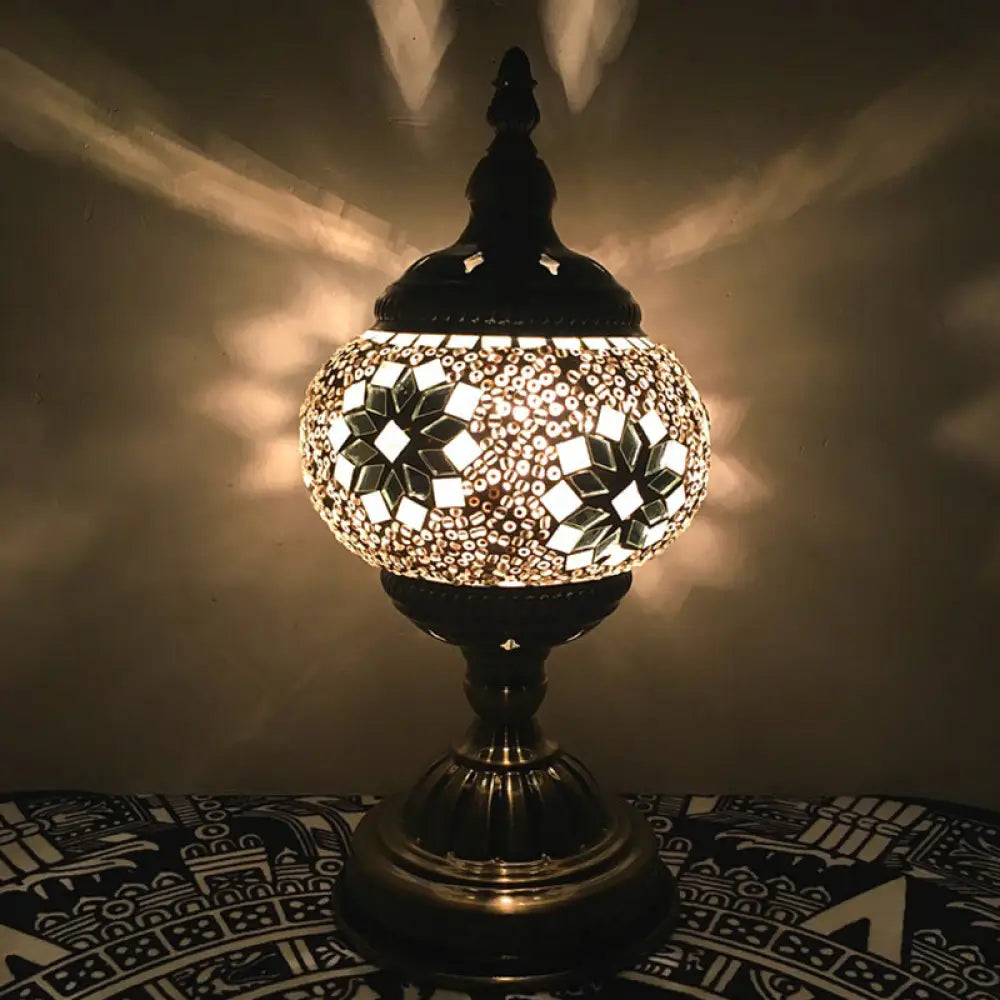 Veronica - Bohemia Orb Night Table Lamp Single Light Hand Cut Glass Nightstand Lighting In