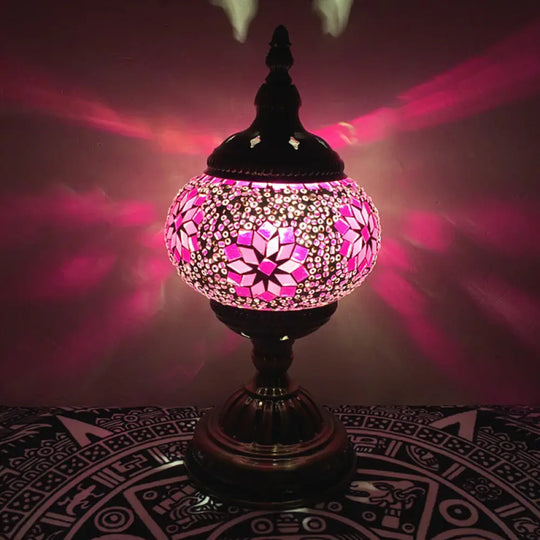 Veronica - Bohemia Orb Night Table Lamp Single Light Hand Cut Glass Nightstand Lighting In