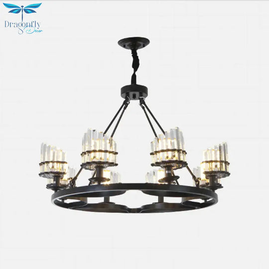 Vintage Circular Industrial Design Crystal Chandelier For Living Room Dining