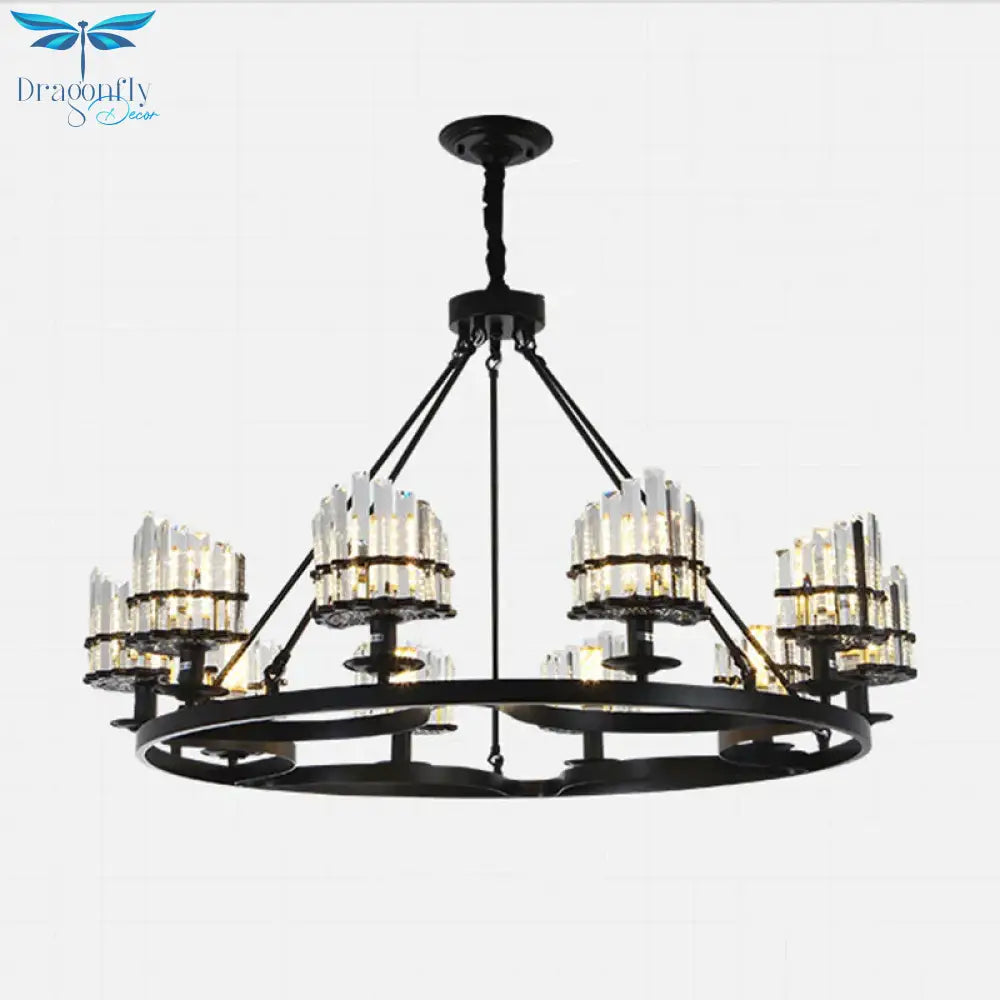 Vintage Circular Industrial Design Crystal Chandelier For Living Room Dining