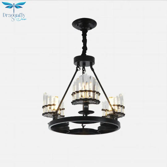 Vintage Circular Industrial Design Crystal Chandelier For Living Room Dining