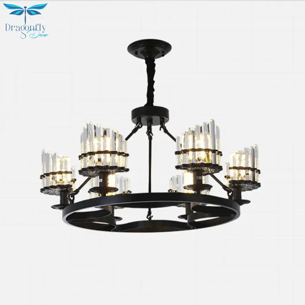 Vintage Circular Industrial Design Crystal Chandelier For Living Room Dining