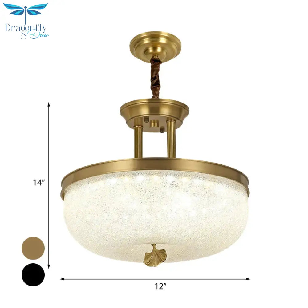 Vintage Frosted White Glass Dining Room Led Hanging Light Gold/Black