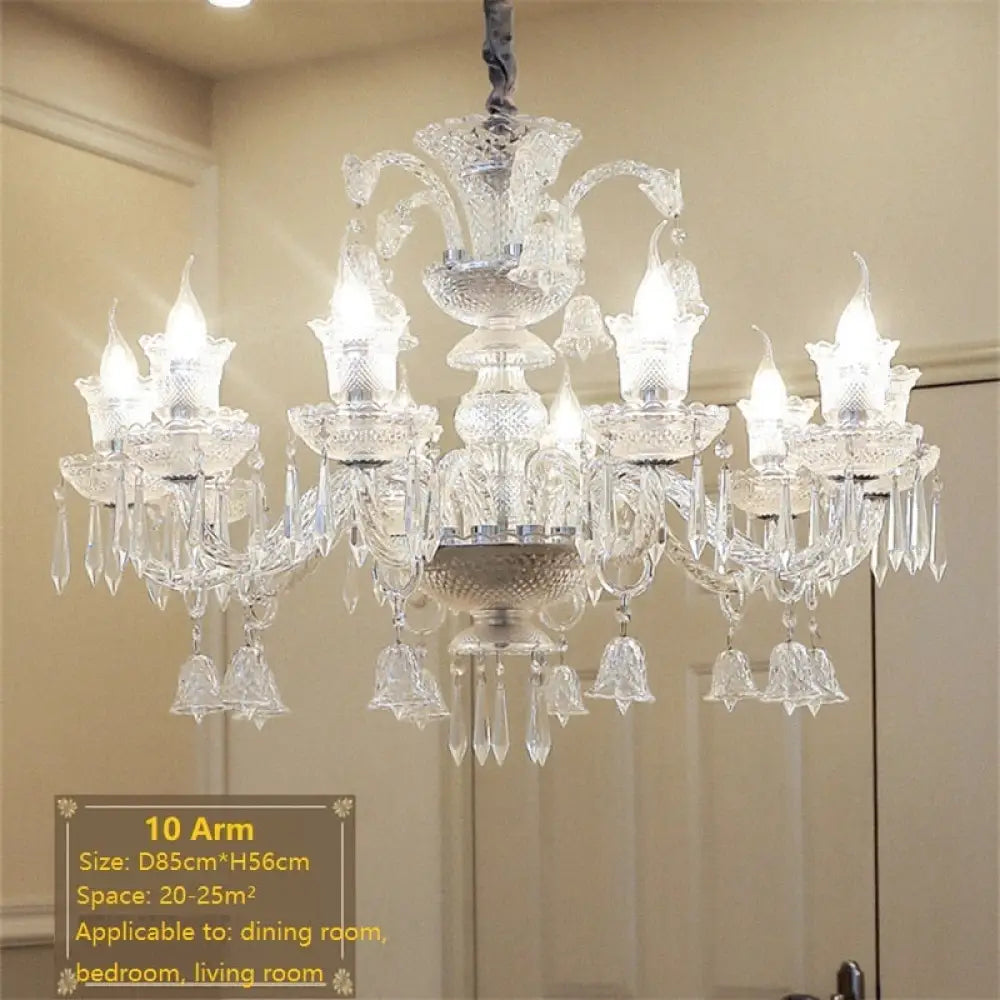 Vintage K9 Crystal Chandelier - Elegant Lighting For Living Room Bedroom And Kitchen 10 Arm Lights