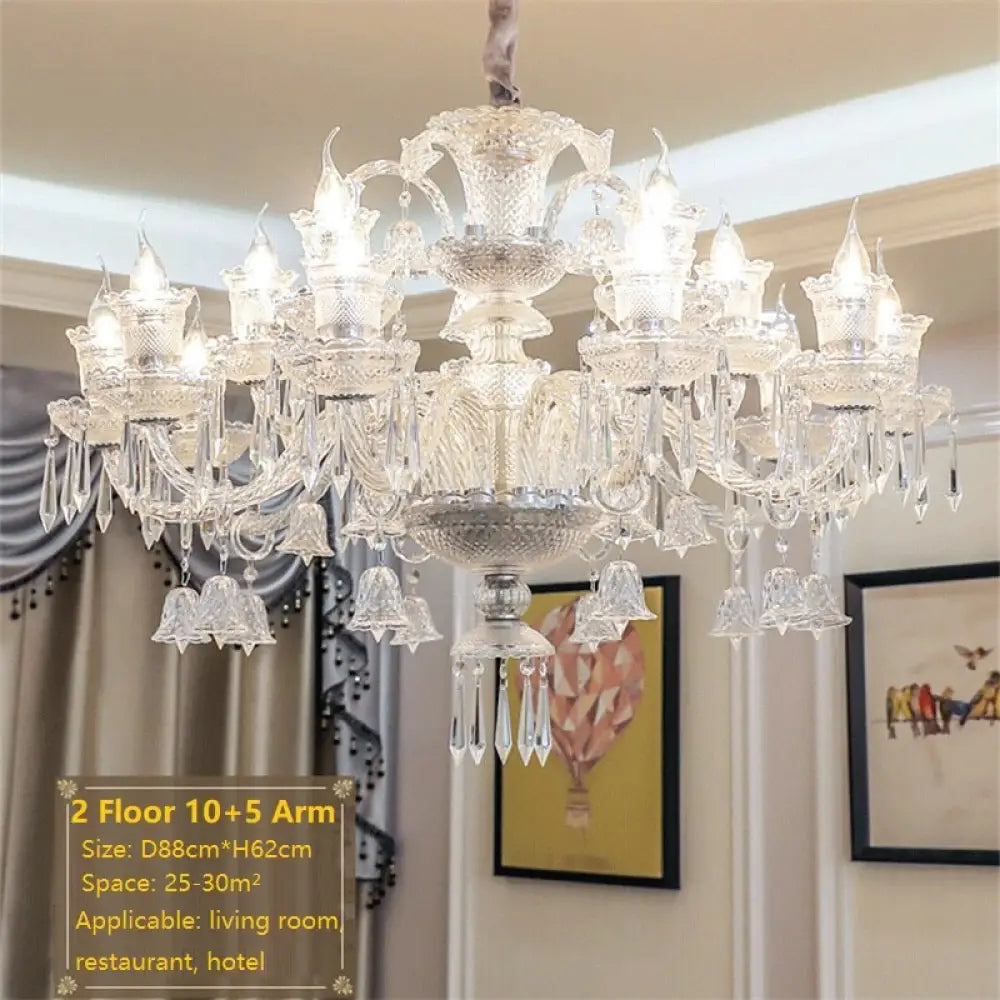Vintage K9 Crystal Chandelier - Elegant Lighting For Living Room Bedroom And Kitchen 15 Arm Lights
