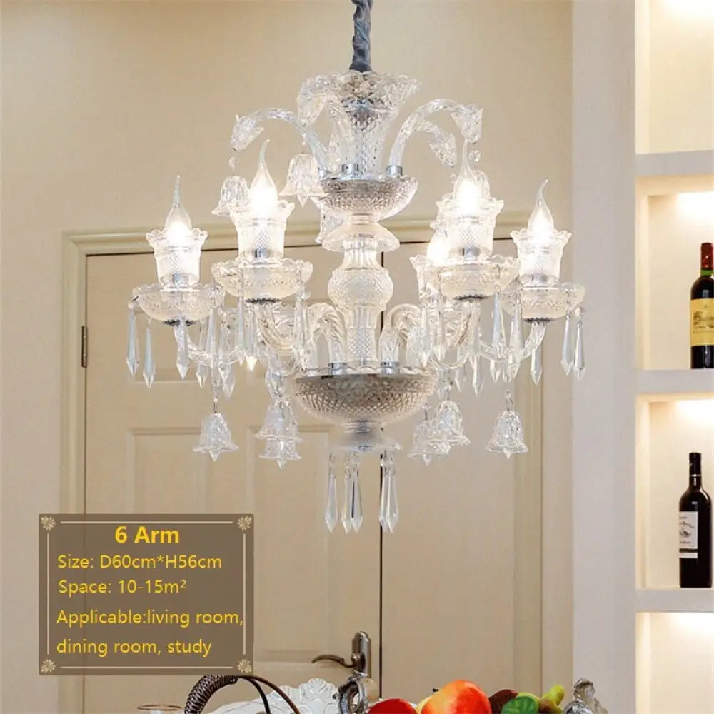 Vintage K9 Crystal Chandelier - Elegant Lighting For Living Room Bedroom And Kitchen 6 Arm Lights
