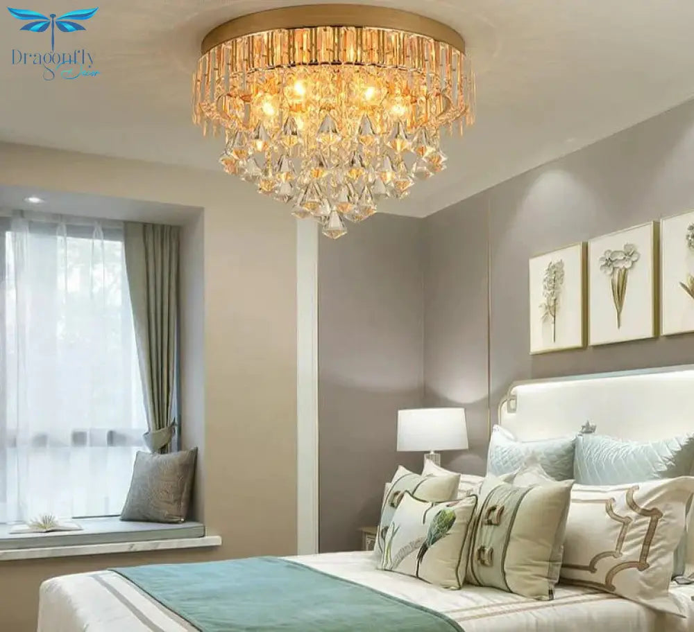 Vintage Led Crystal Pendant Lights Romantic Bedroom Kitchen Living Room Lamp Nordic Light