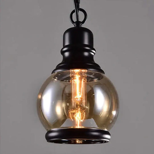 Vintage Loft Pendant Light Industrial Style Amber Glass Lamp Bar/Restaurant Retro Room Bar Bed 3 C