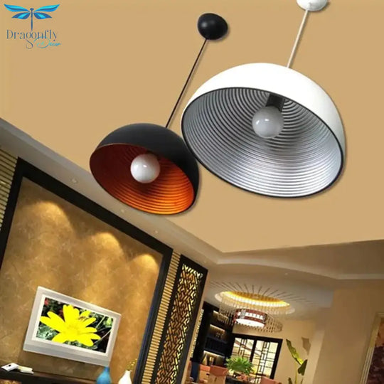 Vintage Pendant Light Metal Semicircle Loft Hanging Lamp For Dining Room Bar Cafe Kitchen Indoor