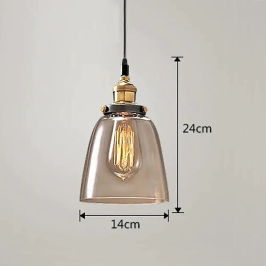 Vintage Pendant Lights Amber Glass E27 Edison Bulb Lamp A / Without Bulb
