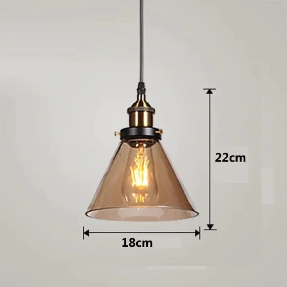 Vintage Pendant Lights Amber Glass E27 Edison Bulb Lamp B / Without Bulb