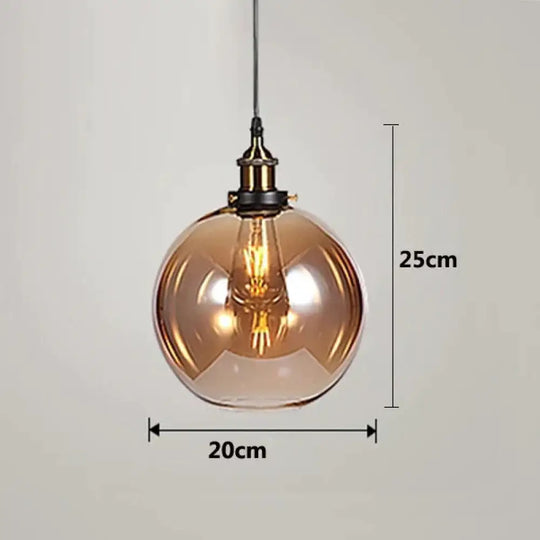 Vintage Pendant Lights Amber Glass E27 Edison Bulb Lamp C / Without Bulb
