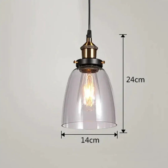 Vintage Pendant Lights Amber Glass E27 Edison Bulb Lamp Clear A / Without Bulb