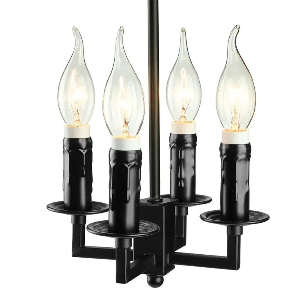 Vintage Squared Cage Chandelier Light Fixture With Candle 4 - Light Wrought Iron Medium Ceiling In