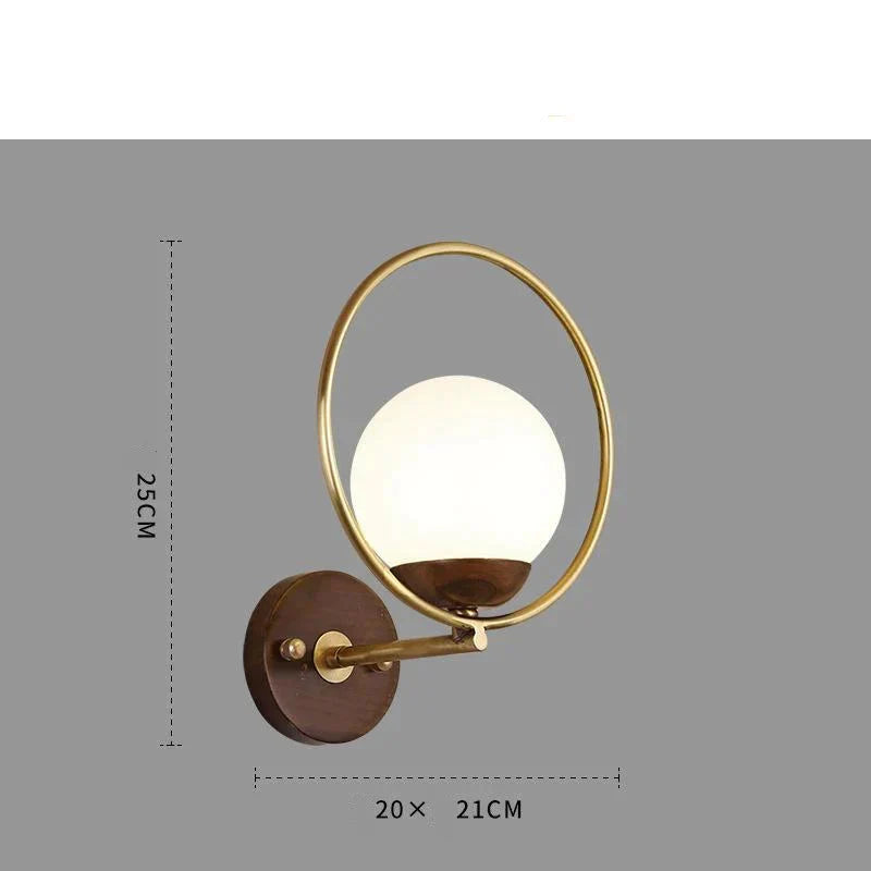 Walnut Creative Bedroom Study Walkway Wall Lights Simple Wood Copper B / White - Light Lamps