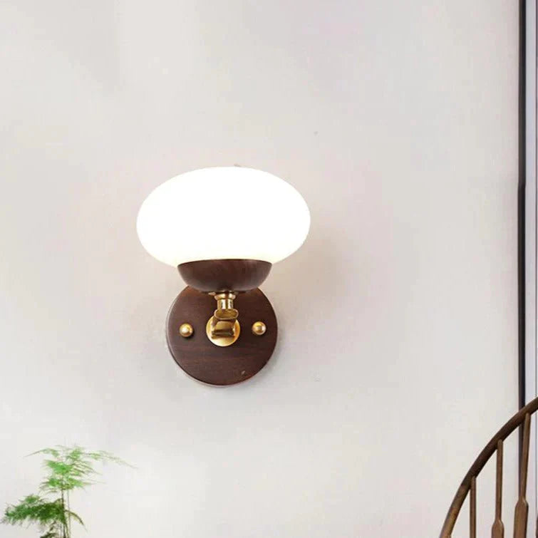 Walnut Creative Bedroom Study Walkway Wall Lights Simple Wood Copper Lamps