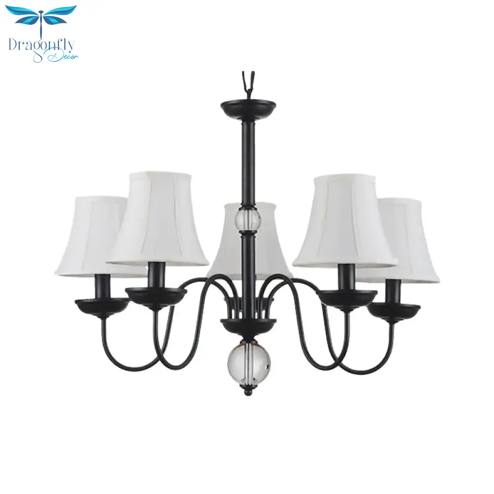 White 3/5/6 Lights Chandelier Light Fixture Traditional Fabric Tapered Pendant Lamp