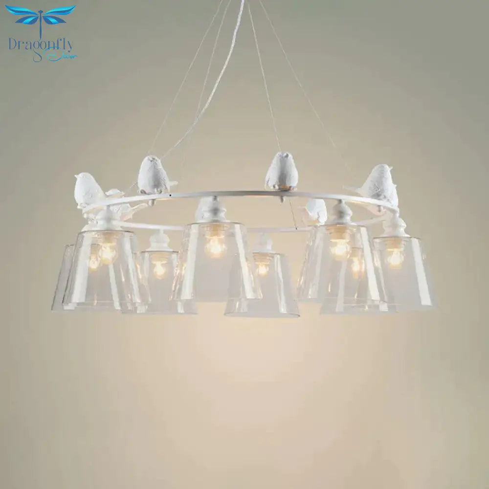 White 3/8 Lights Chandelier Light Fixture Classic Clear Glass Tapered Pendant Lamp For Living Room