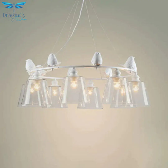 White 3/8 Lights Chandelier Light Fixture Classic Clear Glass Tapered Pendant Lamp For Living Room