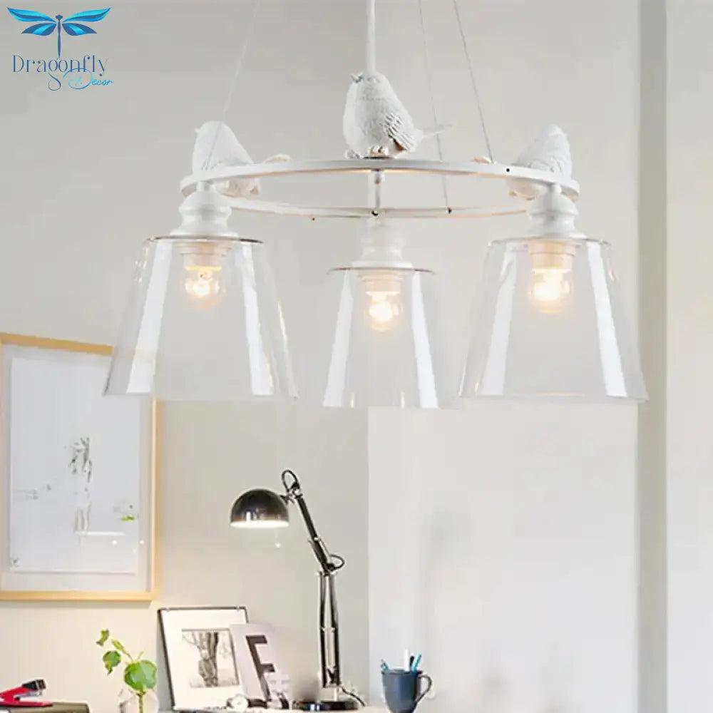 White 3/8 Lights Chandelier Light Fixture Classic Clear Glass Tapered Pendant Lamp For Living Room