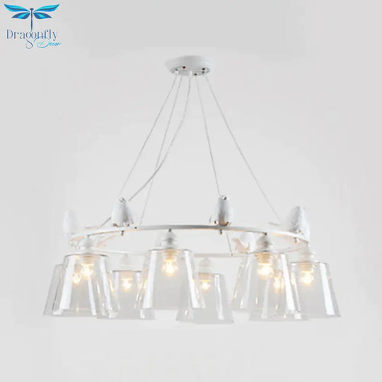 White 3/8 Lights Chandelier Light Fixture Classic Clear Glass Tapered Pendant Lamp For Living Room