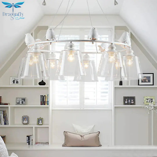 White 3/8 Lights Chandelier Light Fixture Classic Clear Glass Tapered Pendant Lamp For Living Room