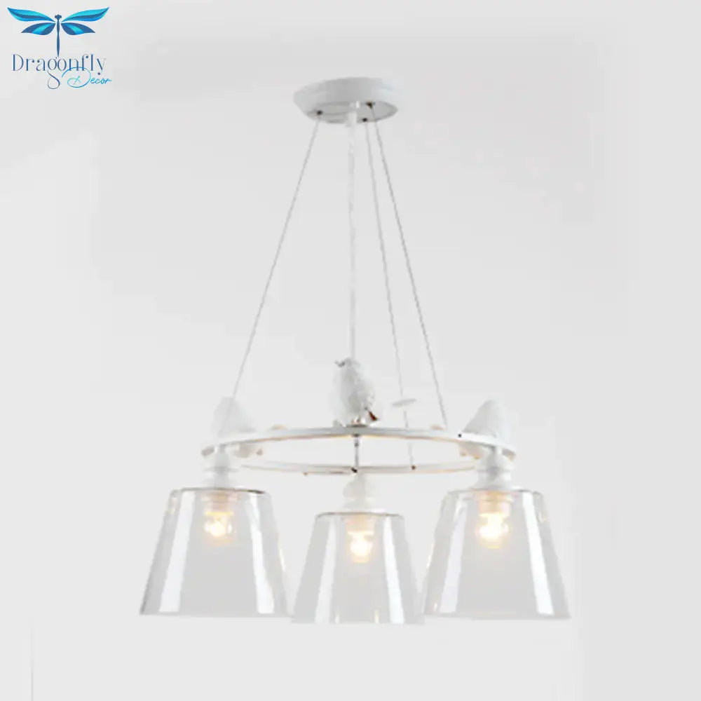 White 3/8 Lights Chandelier Light Fixture Classic Clear Glass Tapered Pendant Lamp For Living Room