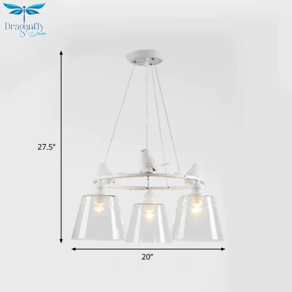 White 3/8 Lights Chandelier Light Fixture Classic Clear Glass Tapered Pendant Lamp For Living Room