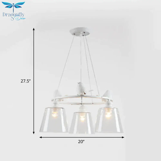 White 3/8 Lights Chandelier Light Fixture Classic Clear Glass Tapered Pendant Lamp For Living Room