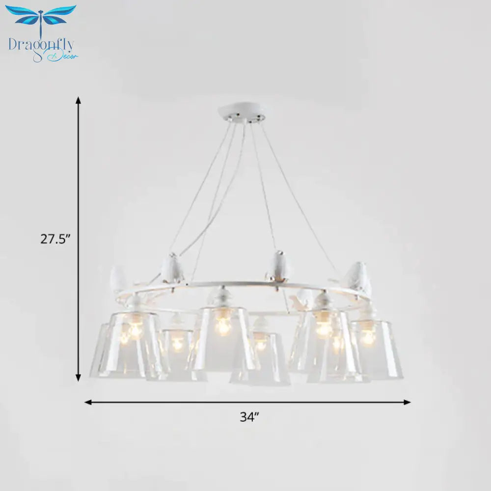 White 3/8 Lights Chandelier Light Fixture Classic Clear Glass Tapered Pendant Lamp For Living Room