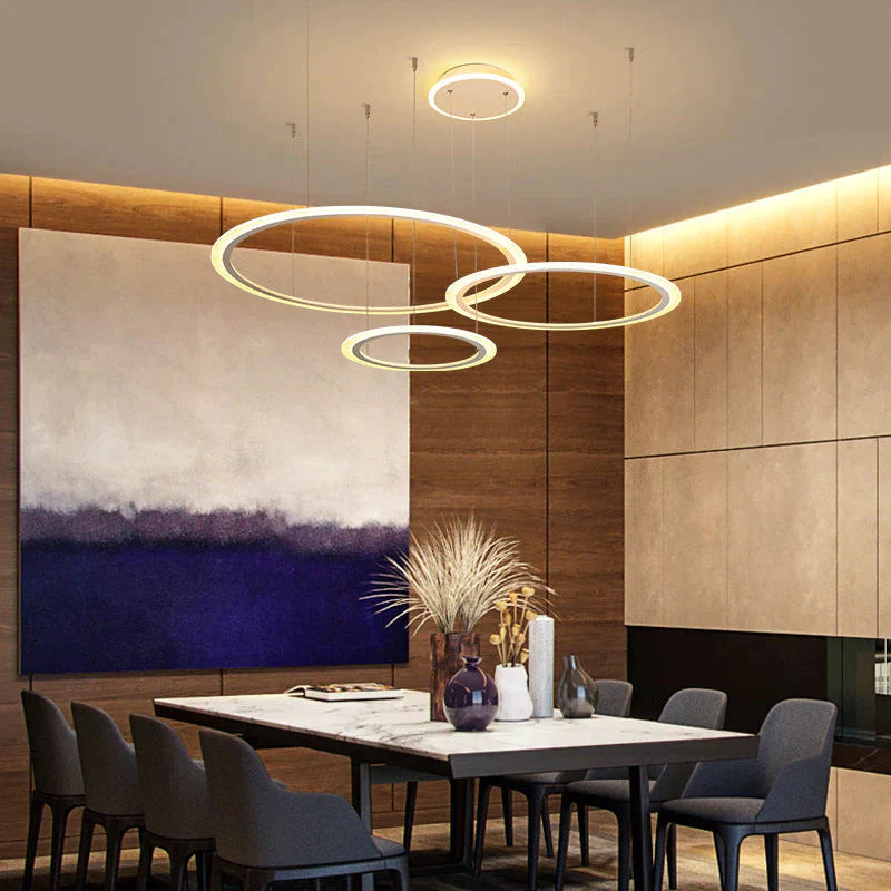 White Circle Modern Led Pendant Light For Kitchen Dining Room Living Luminaires Acrylic Hanging