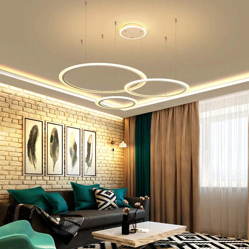 White Circle Modern Led Pendant Light For Kitchen Dining Room Living Luminaires Acrylic Hanging