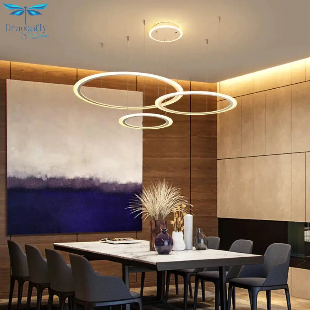 White Cricle Modern Led Pendant Light For Kitchen Dining Room Living Luminaires Acrylic Hanging