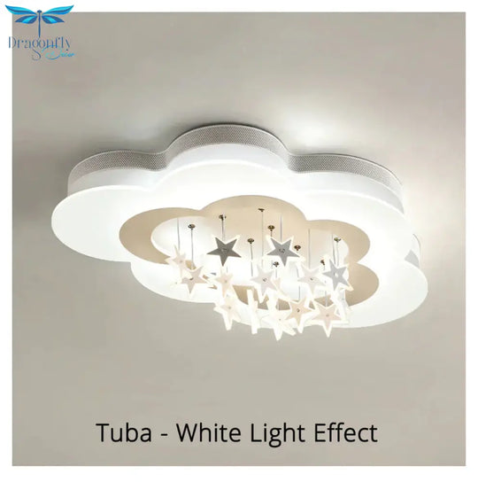 White Stars Led Celling Lights For Child Room Bedroom New Acrylic Moon Star Iron Body Modern Remote