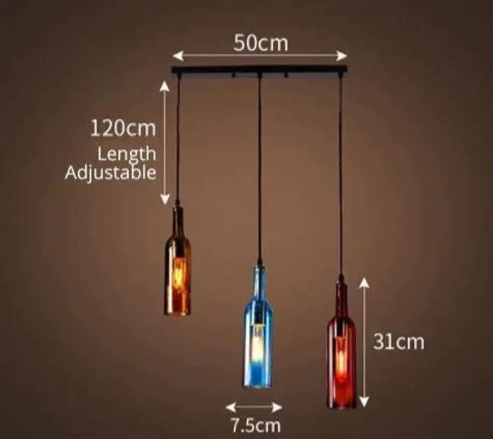 Wine Bottle Pendant Lamp Led Light Creative Bar Saloon Restaurant Home Christmas Decor 5 Colors