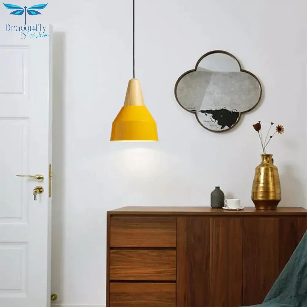 Wood Pendant Lamp Dining Room Light Modern Hanging For Kitchen Aluminum Led Bedroom Christmas Decor
