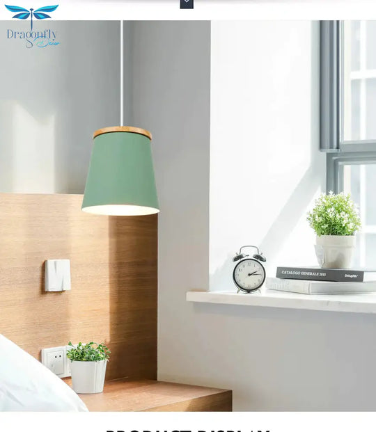 Wooden Nordic Pendant Lights For Home Lighting Modern Hanging Lamp Aluminum Lampshade Led Bulb