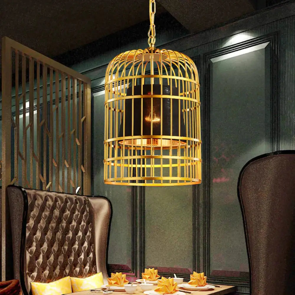 Wrought Iron Birdcage Chandelier Boutique Decoration Post - Modern Dining Hall Lamp Black / No Bulb