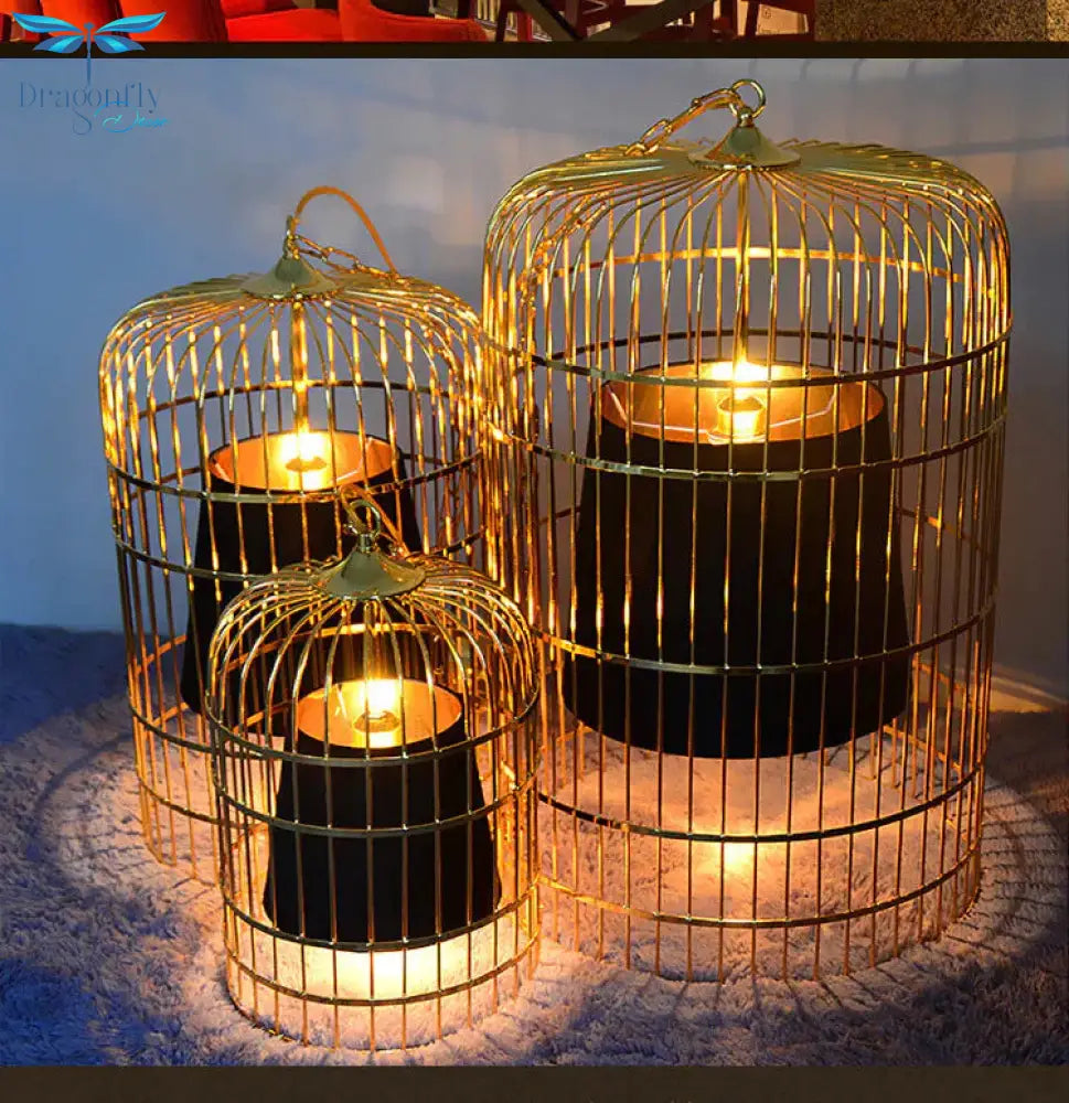 Wrought Iron Birdcage Chandelier Boutique Decoration Post - Modern Dining Hall Lamp Pendant