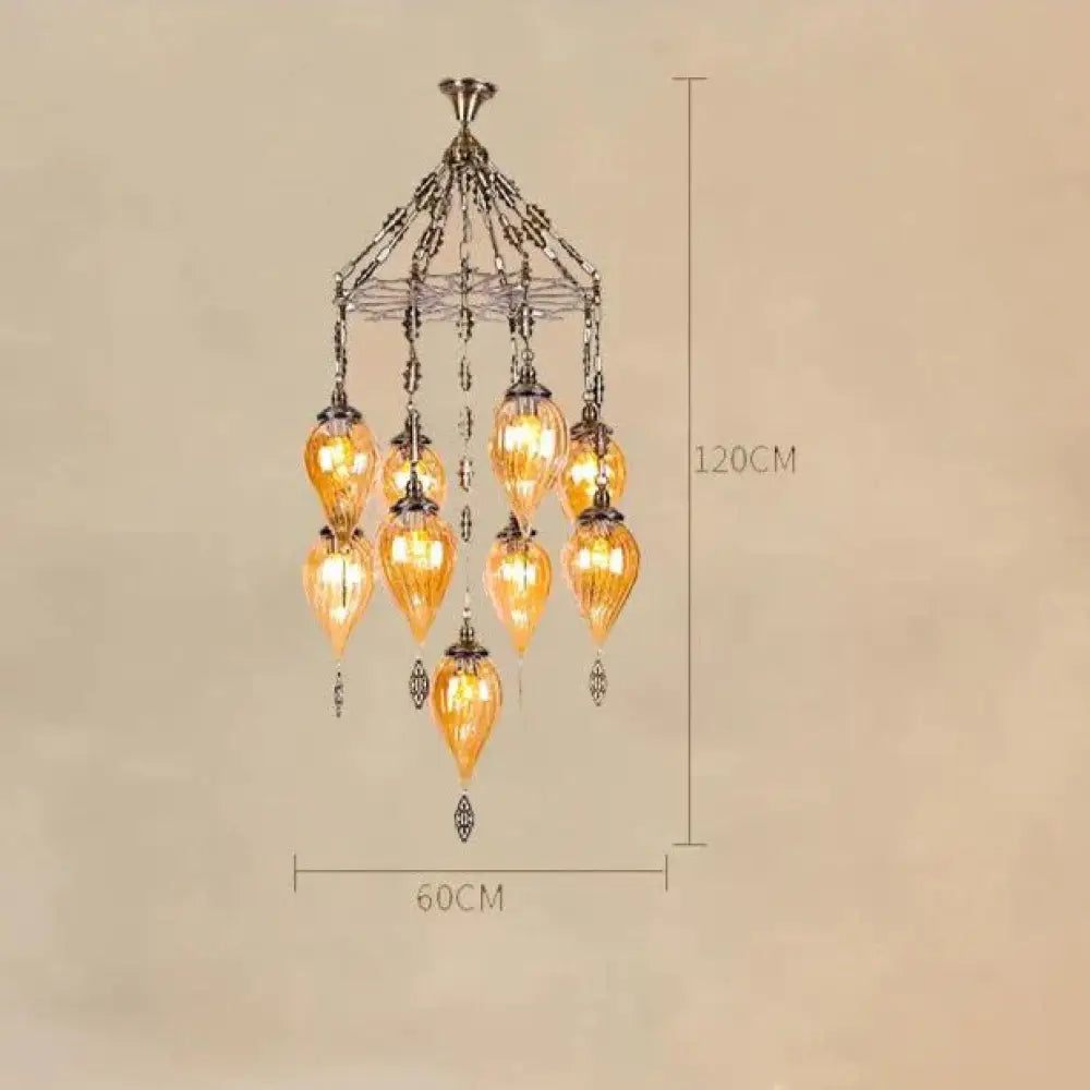 Wrought Iron Chandelier Exotic Cafe Bar Homestay Creative Living Room Dining Lights Champagne Gold