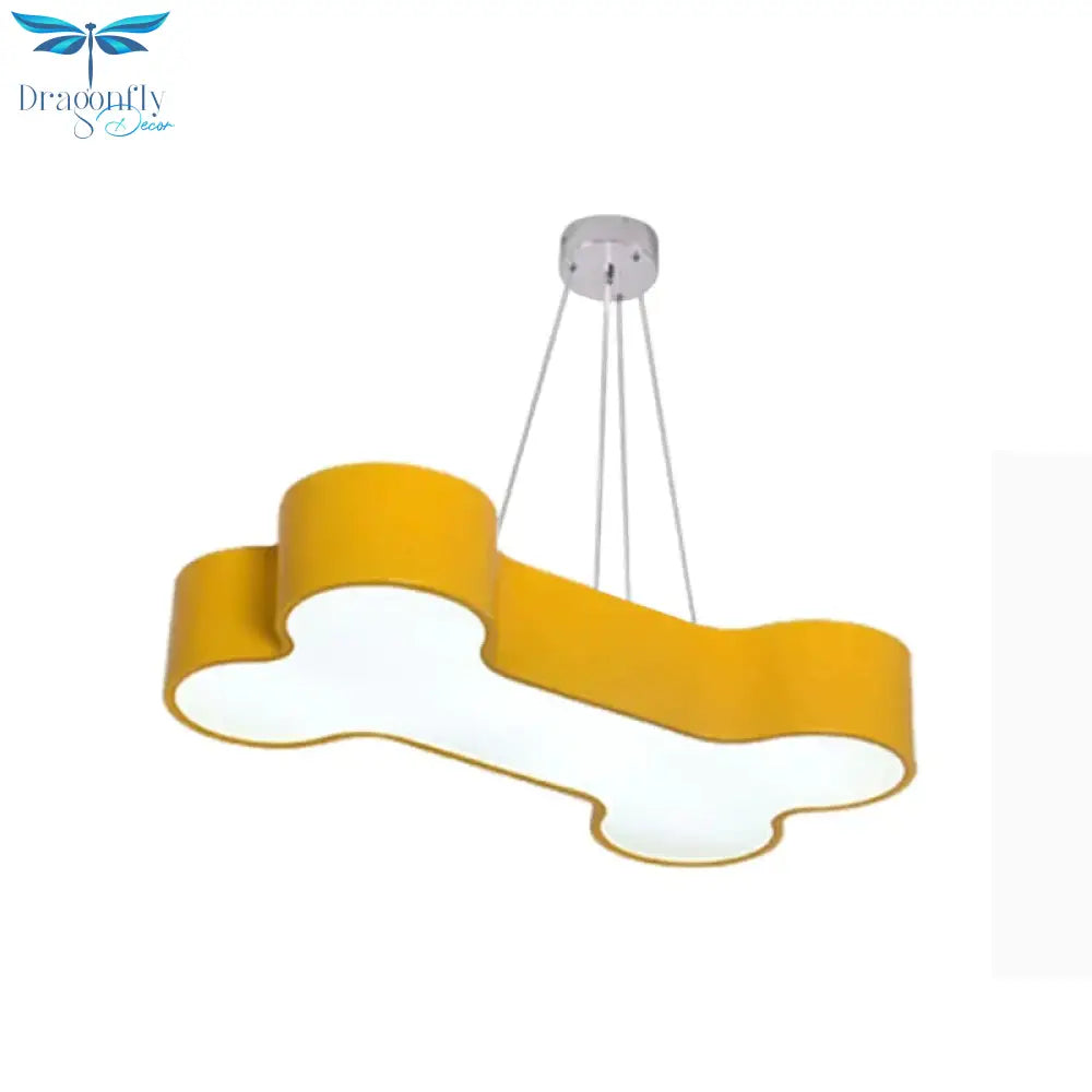Yellow Bone Ceiling Suspension Lamp Kids Led Acrylic Pendant Chandelier For Kindergarten
